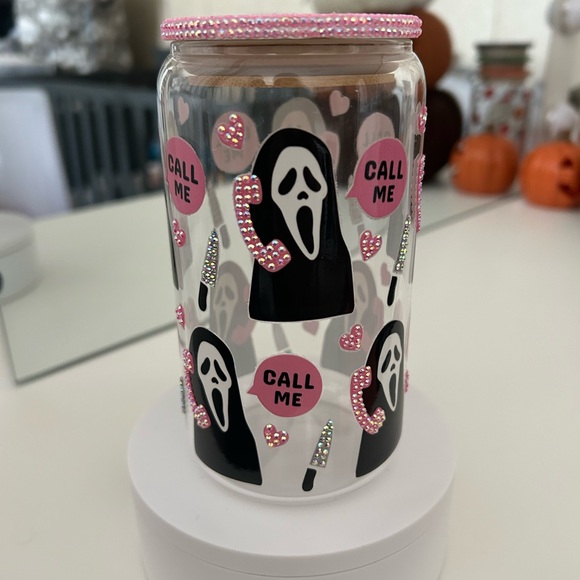 SOLD!!! 16 oz Bedazzled Pink horror character Tumbler Cup! - Picture 2 of 5